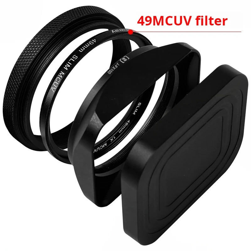 Square X100VI Shading Hood Compatible With Fujifilm X70 X100S X100T X100 X100F X100V Lens Filter Adapter Ring Metal Mount