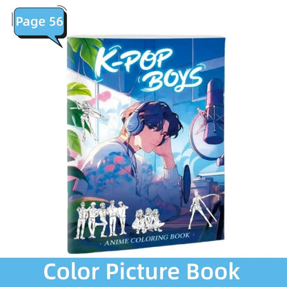 Stress Relief Coloring Book Cute Anime Girls 36/56 Pages Relaxing Activity Book for Adults Kids Birthday Gifts