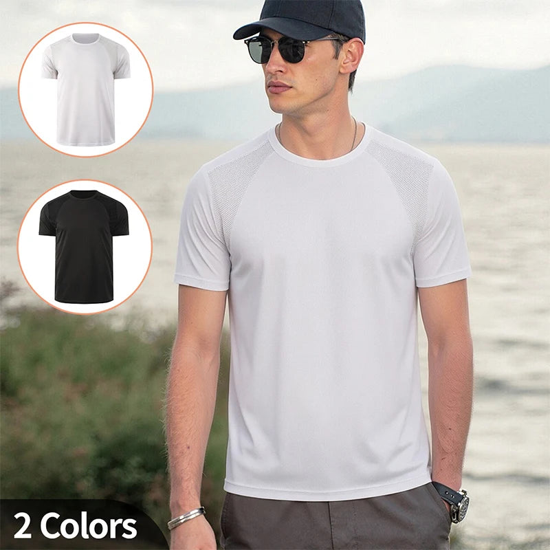 1/2-Piece Men's Summer Black And White Solid Color Quick Drying Sports Short Sleeved Loose And Breathable Sports Running Trend