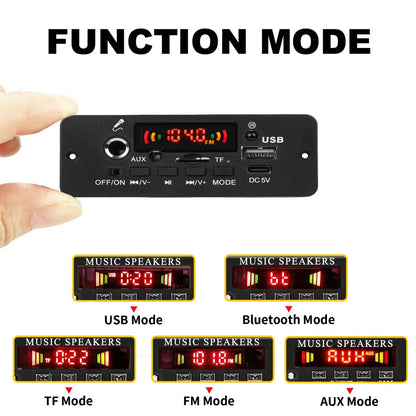 KEBIDU Bluetooth 5.0 MP3 Player With Mic 10W Amplifier WMA WAV APE Decoder Board Handsfree Car Audio Player USB AUX TF FM Radio