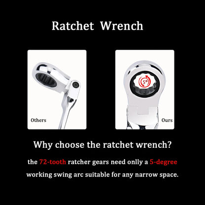 7mm Ratchet Wrench of Keys Spanner Set Hand Tool 72-Tooth Ratcheting Flexible Head Mirror Finish 7mm Auto and Home Repair 1 pcs