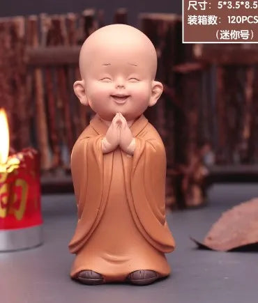 Mini Little Monk Statue Resin Monk Figurine Cute Buddha Monk Statue Decoration Home Living Room Desktop Ornament Children's Gift