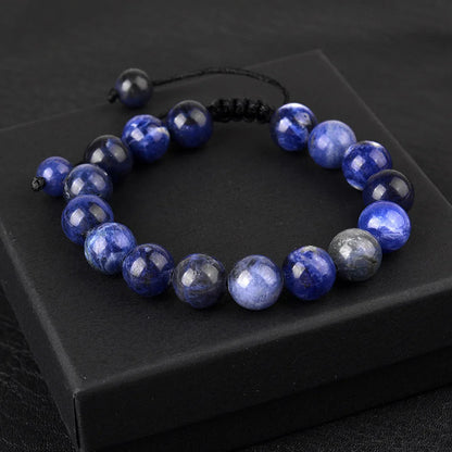 6mm 8mm 10mm Natural Stone Bracelet, Tiger Eye Agate Lava Bead Unisex Adjustable Handwoven Boho Jewelry Gift for Men Women