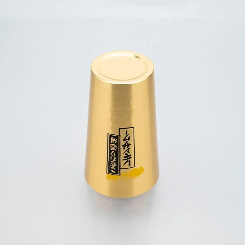 Japanese Style Aluminum Beer Mugs Set 450ml, Gold & Silver Reusable Drinking Mug for Beer Water Juice, Outdoor Camping Party