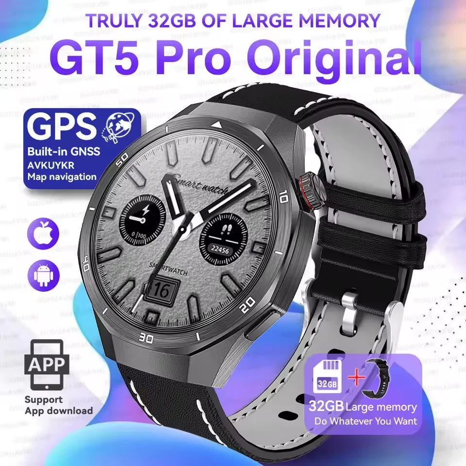 2025 NEW Fashion Men 32GB Big Memory SmartWatch APP Download TWS 3D Menu GPS Navigation Video Play Motion HD Call Watch GUHUAVMI