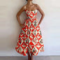 VEITCHE Fashion Women Print Suspenders Blue Ocean Fish Pattern Sexy Long Dress New Spring Summer 2025 Temperament Maxi Dresses