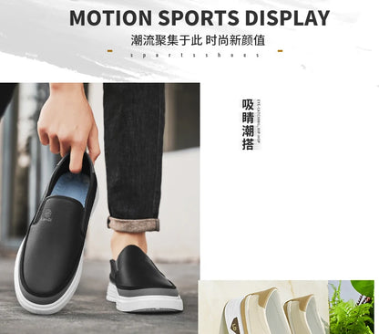 Men's Loafers for Spring, Large Size, Round-Toe Men's Moccasins, Slip-On Casual Shoes, Simple and Lightweight