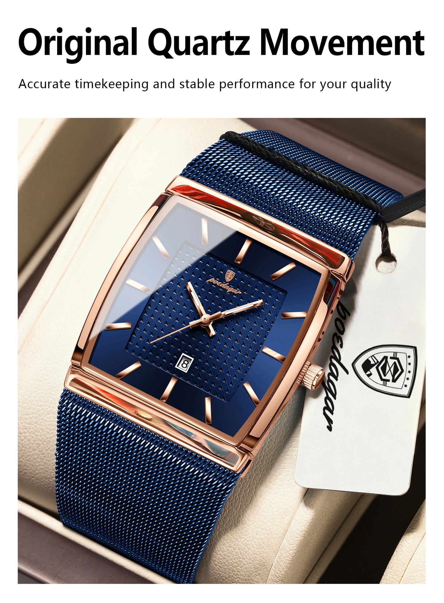 POEDAGAR Original Luxury Men's Wristwatch Stainless Steel Mesh Waterproof Luminous Date Man Watch Fashion Quartz Watches For Men
