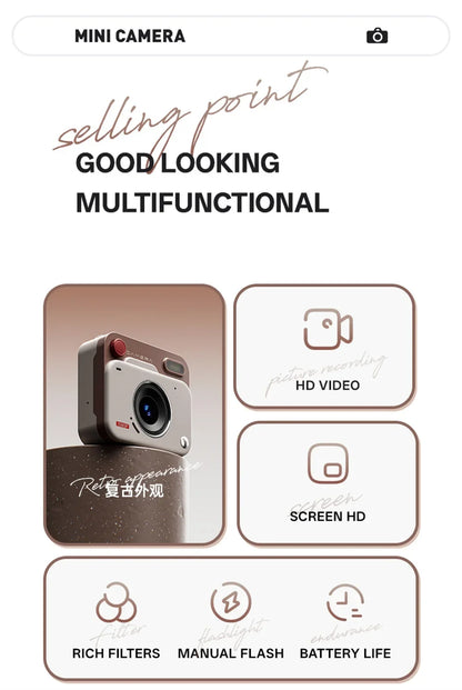 2025 New Thumb Pocket CCD Digital Camera HD Retro Mini Camera Portable Keychain Camera Outdoor Travel Photo Recorder Gift