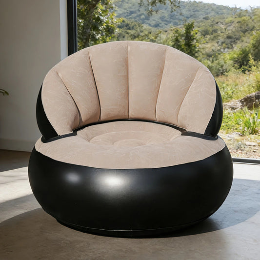 1PC Thickened PVC Inflatable Sofa Ergonomic Design for Comfortable Seating Experience, Foldable Flocking Garden Sofa