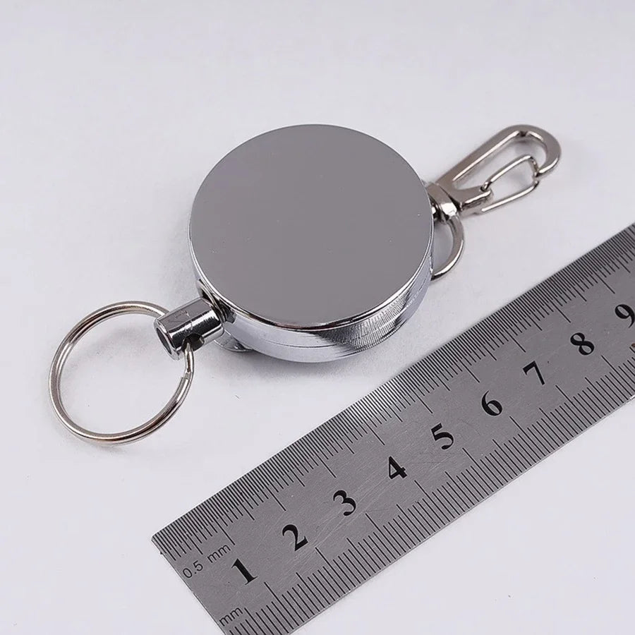 Stainless Steel Wire Rope Elastic Keychain Recoil Sporty Retractable Alarm Key Ring Anti Lost Yoyo Ski Pass ID Card