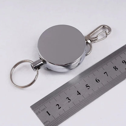 Stainless Steel Wire Rope Elastic Keychain Recoil Sporty Retractable Alarm Key Ring Anti Lost Yoyo Ski Pass ID Card