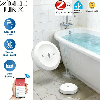 Zigbee Water Leak Sensor Smart Flood Detector App Remote Monitor Smart Life Home Assistant Kitchen Bathroom Security Alarm