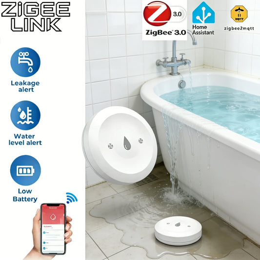 Zigbee Water Leak Sensor Smart Flood Detector App Remote Monitor Smart Life Home Assistant Kitchen Bathroom Security Alarm