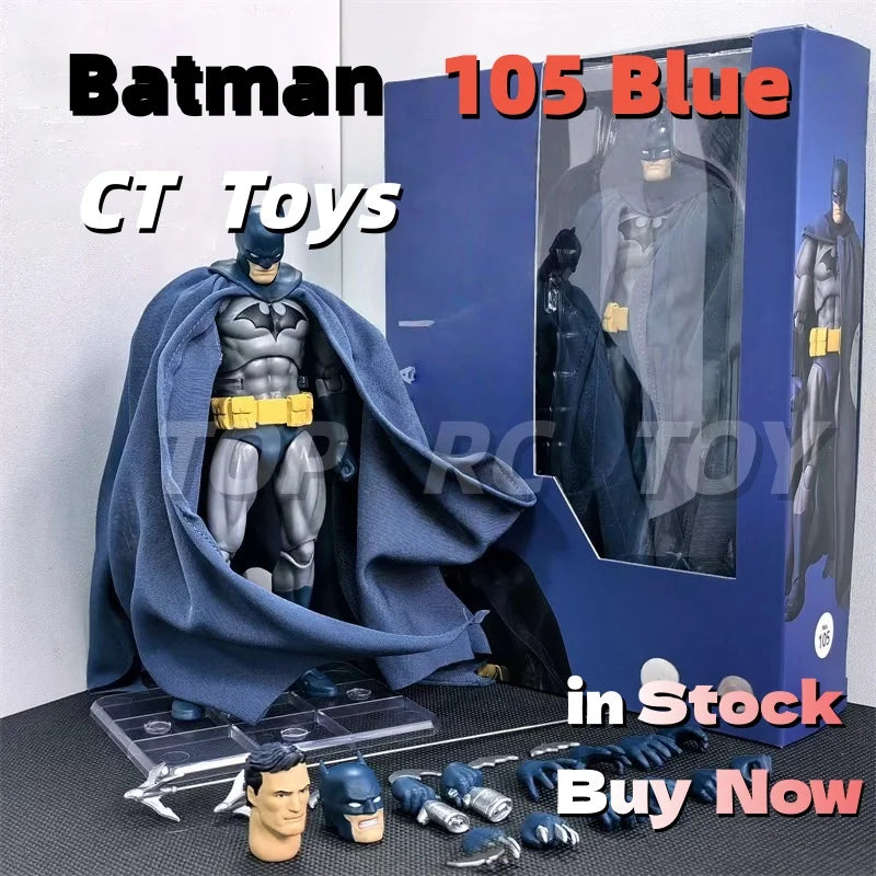 CT Toys Batman Mafex 126 Blue Action Figure 1/6 Scale DC Batman SHF Anime Collectible Figurine for Kids And Collectors Xmas Gift