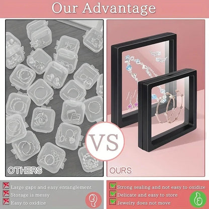 10pcs,Transparent floating display box, plastic film jewelry packaging box, jewelry, necklace, ring, and collectible storage box