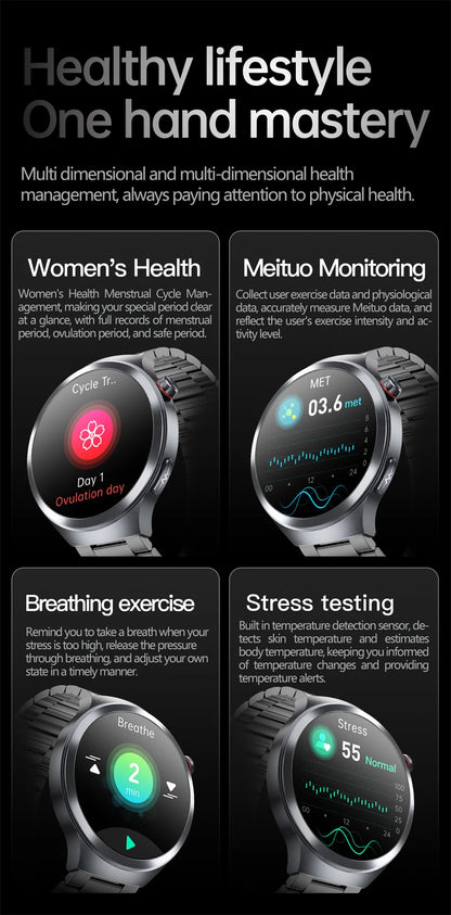 2026New 1.73-inch Sapphire AMOLED Smart Watch Men Women ECG Uric Acid Blood Pressure Health Track Call Clock Care Smartwatch NFC