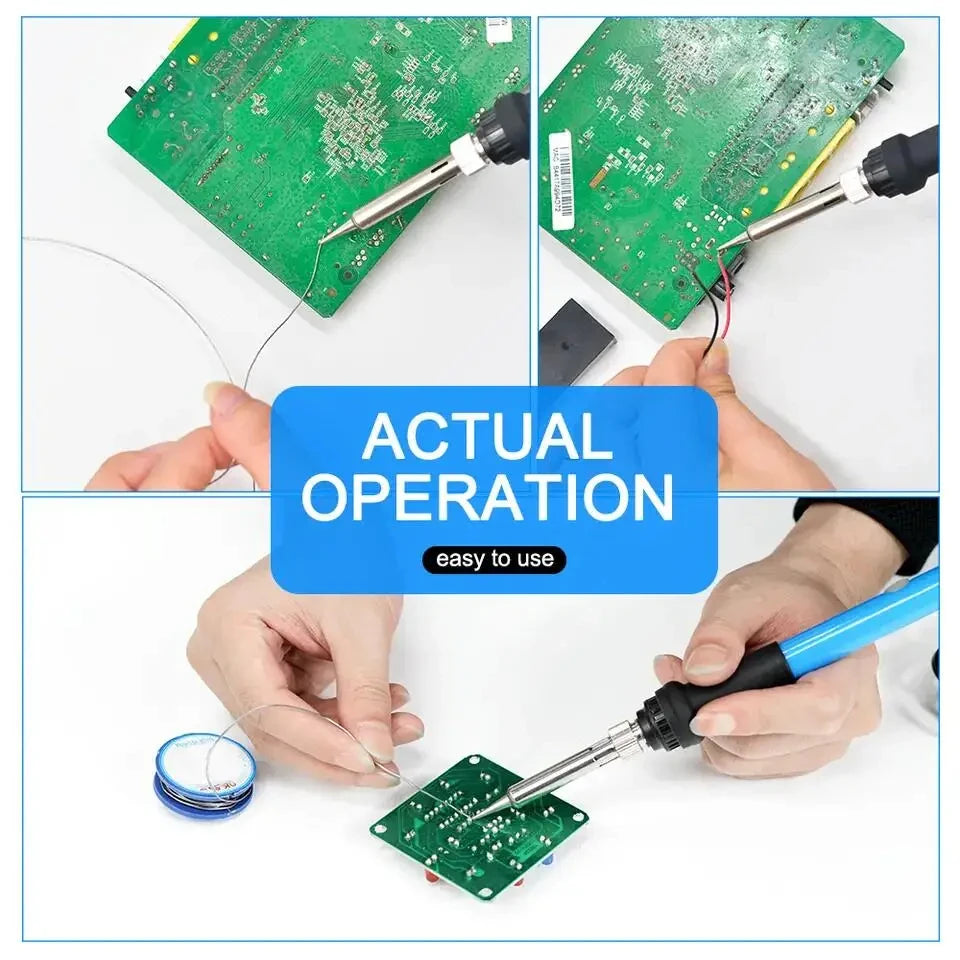 60W Adjustable Temperature Electric Soldering Iron EU 220V / US 110V Welding Iron Rework Station Heat Pen Tips DIY for Repairing