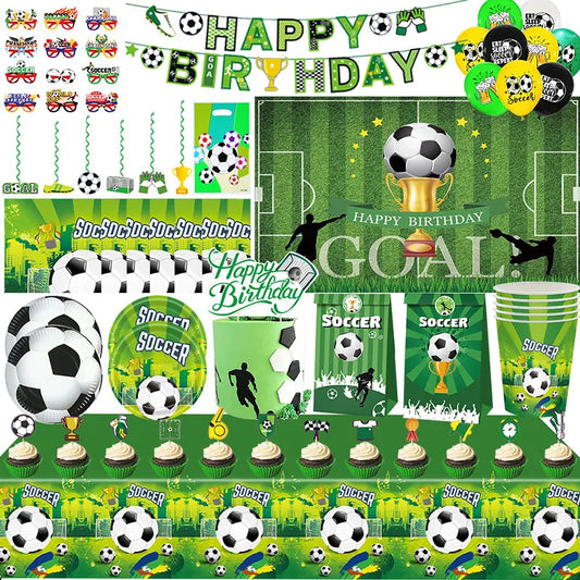 Football Birthday Decoration Party Supplies Tableware Balloons Set Candy Gift Boxes Football Birthday Gifts Kids Birthday Favors