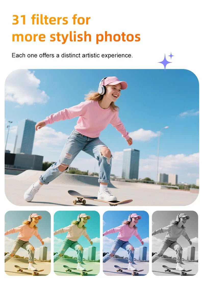 4K Vlog Action Camera 330° Face Tracking 18x Zoom 2400mAh Battery Gimbal Stabilizer 1.72 Inch Touch Screen WiFi Sports Cam