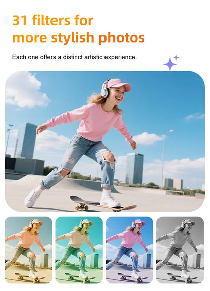 4K Vlog Action Camera 330° Face Tracking 18x Zoom 2400mAh Battery Gimbal Stabilizer 1.72 Inch Touch Screen WiFi Sports Cam