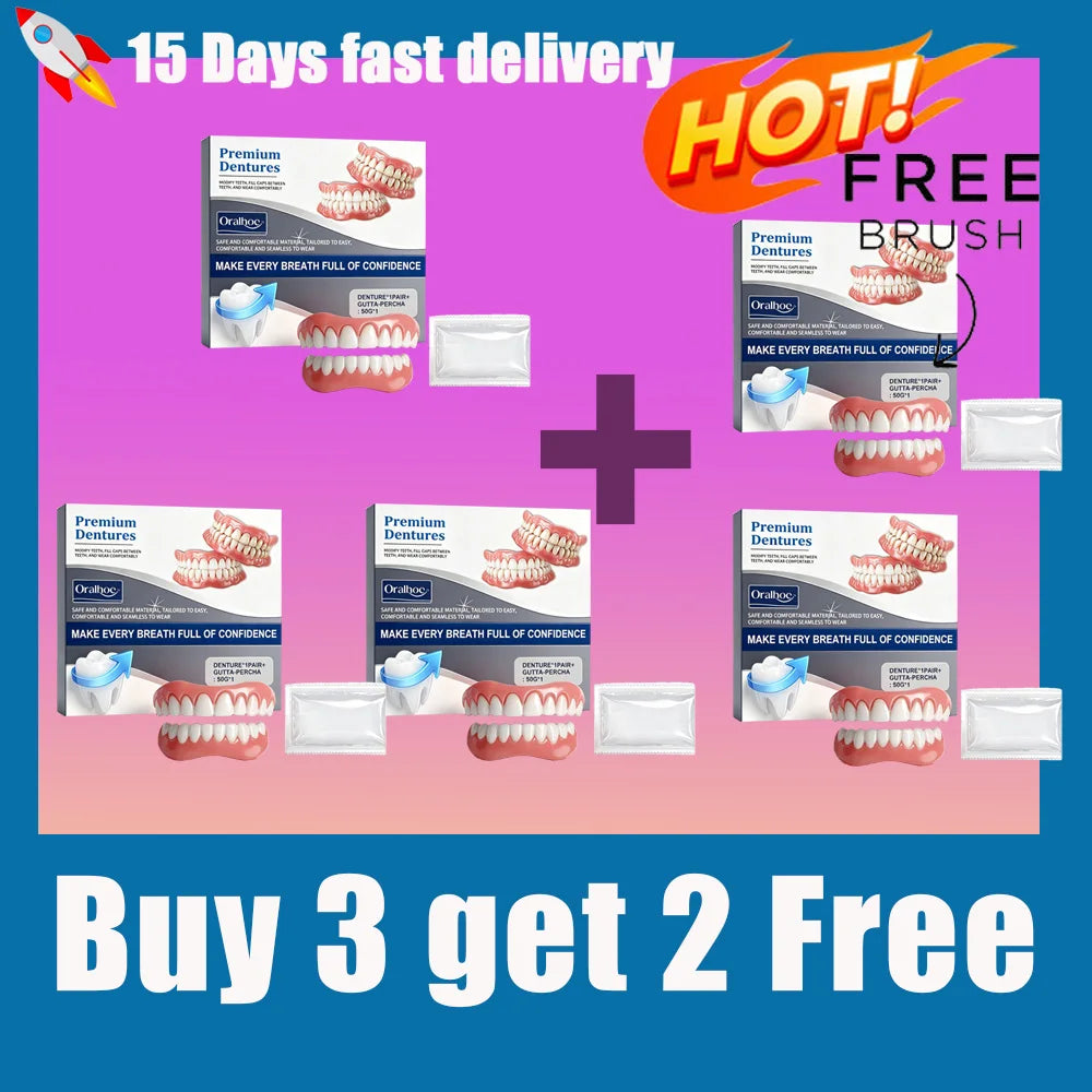 Premium Adjustable Denture Grooming Kit, Easy Daily Teeth Maintenance for Healthy, Beautiful Relaxed Smiles