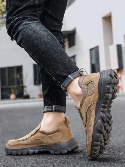 Men's Slip on Loafers Suede Leather Casual Shoes Summer Plus-Size Driving Shoes