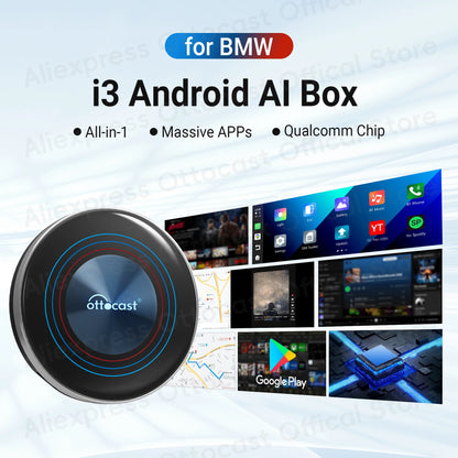 OTTOCAST OttoAiBox i3 for Car built in Wireless CarPlay AI Box Android 13 TV Box QCM 6125 for Netflix for BMW Car Accessories