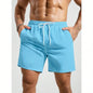 Palasendo Men's Plain Pocketed Drawstring Waist Beach Shorts, Suitable For Summer, Hawaiian, Men Dry Fit Orange Swim Trunks, Men Swim Trunk Matching, Men Beachwear, Plain Swim Trunks