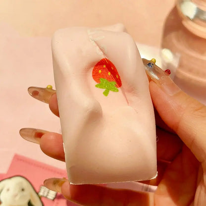 Cute Strawberry Milk Bar Squishy Toy Soft Slow Rising Squeeze Stress Relief Toy Funny Anti-Stress Sensory Toy for Adults Gifts