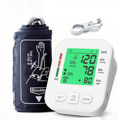 3 Color Backlight Blood Pressure Monitor Upper Arm Pressure Device Automatic BP 36cm Cuff Machine for Medical Home Health Care