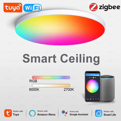Tuya Zigbee 3.0 Smart Ceiling Light Wifi RGBCW Led Ceiling Lamp Livingroom Home Decoration Smart Lamp For Alexa, Google Home