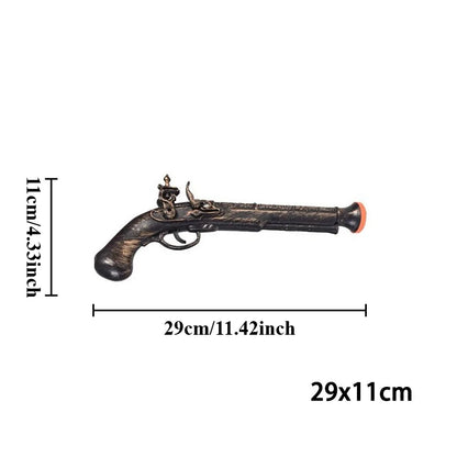 Vintage Carved Pirate Toy Gun 3D Relief Pistol Model Ornament Plastic Simulation Collection Non-shooting Halloween Cos Prop