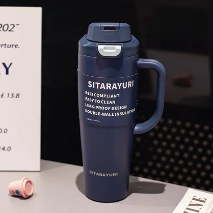 JUSTINLAU 1PC 1200ML Large Capacity Stainless Steel Insulated Cup Car Travel Outdoor Camping Coffee Beverage Water Bottle