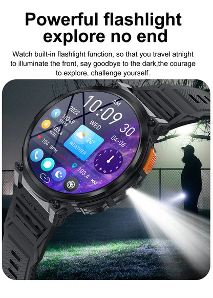 LIGE 1.85-inch AMOLED Smart Watch Men with LED Flashlight IP68 Waterproof Smartwatch 730mAh Bluetooth Call Smartwatches For Men