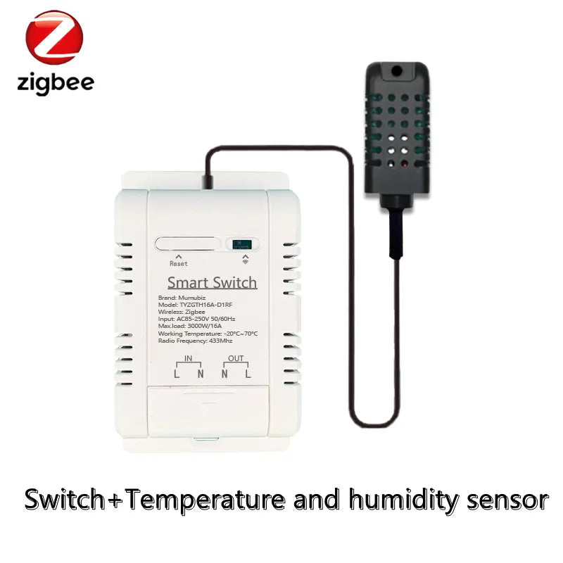 Tuya Smart Zigbee Switch 16A 3000W Real-time Temperature and Humidity Monitoring Zigbee Thermostat Alexa Alice Compatible
