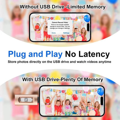 4-in-1 USB 3.0 External Flash Drive for iPhone & Type-C & Android & PC, Easy Backup and File Transfer, Photo Stick Memory Stick