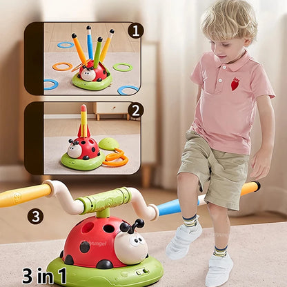 Musical Jump Sports Toys Multifunction Toss Ring Game Toy and Shooting Launcher for Kids Fitness Training Home Outdoor Game