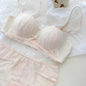 YEMOMO French Style Lace Half Cup Bra Set Wireless Push Up Boost Bust Lift Anti Sagging Elegant Comfortable Lingerie Set Ladies