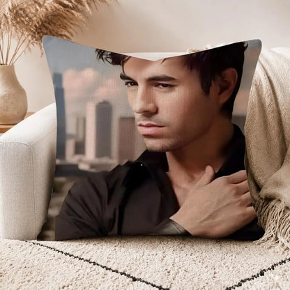 E-Enrique Iglesias-S Cushion Cover Linen Double-sided Printed Cushion Cover, sofa pillow case，Nordic Home Decor