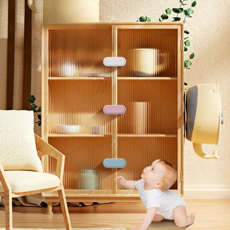1/3/5/10Pcs Children's Drawer Safety Latch Cabinet Door Protection Baby Anti Pinch Hand Invisible Lock Opposite Wardrobe Lock