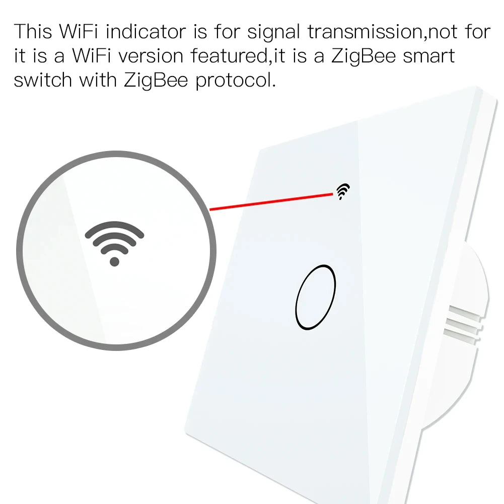Tuya Wifi/Zigbee RF433 EU Smart Wall Switch 1/2/3/4 Gang Touch Sensor Button No-Neutral Wire,Voice With Alexa Google Home