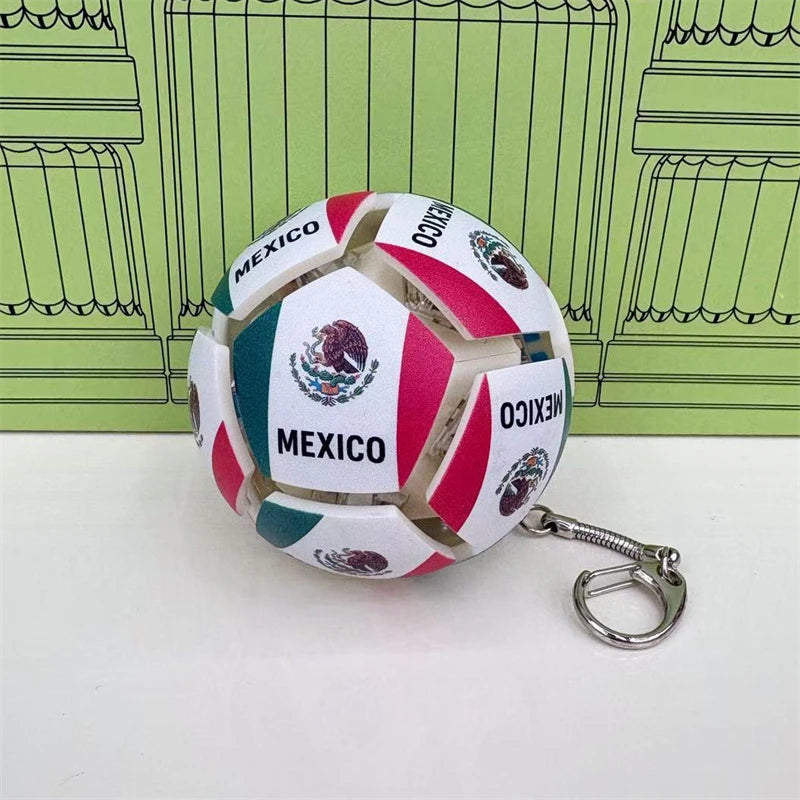 Soccer Ball Fidget Button Keychain Clicky Stress Relief Toy 3D Soccer Football Sport Ball for Men Women Car Key Handbag Gift