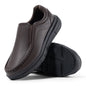 Fitville Men'S Slip-On Shoes Wide Width Leather Casual Shoes Lightweight For Swollen Feet With Arch Support Pain Relief