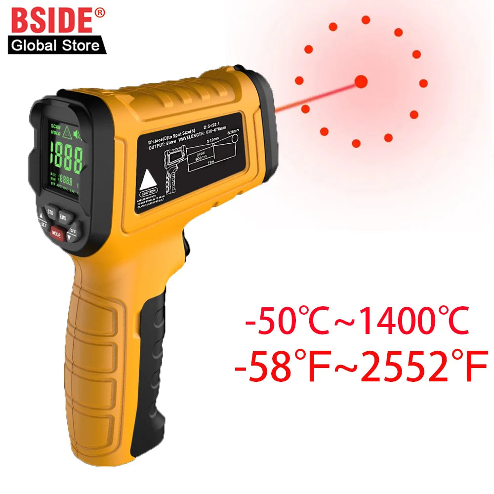 BSIDE H3 Infrared Thermometer Gun -50~1400°C Handheld Digital Laser Industrial Non Contact Temperature meter Measuring Tester