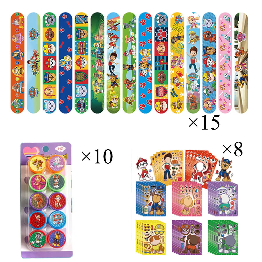 Paw Patrol Party Favors Slap Bracelet Stamps Keychains Gift Bag Stickers Birthday Party Decoration Christmas Stocking Fillers
