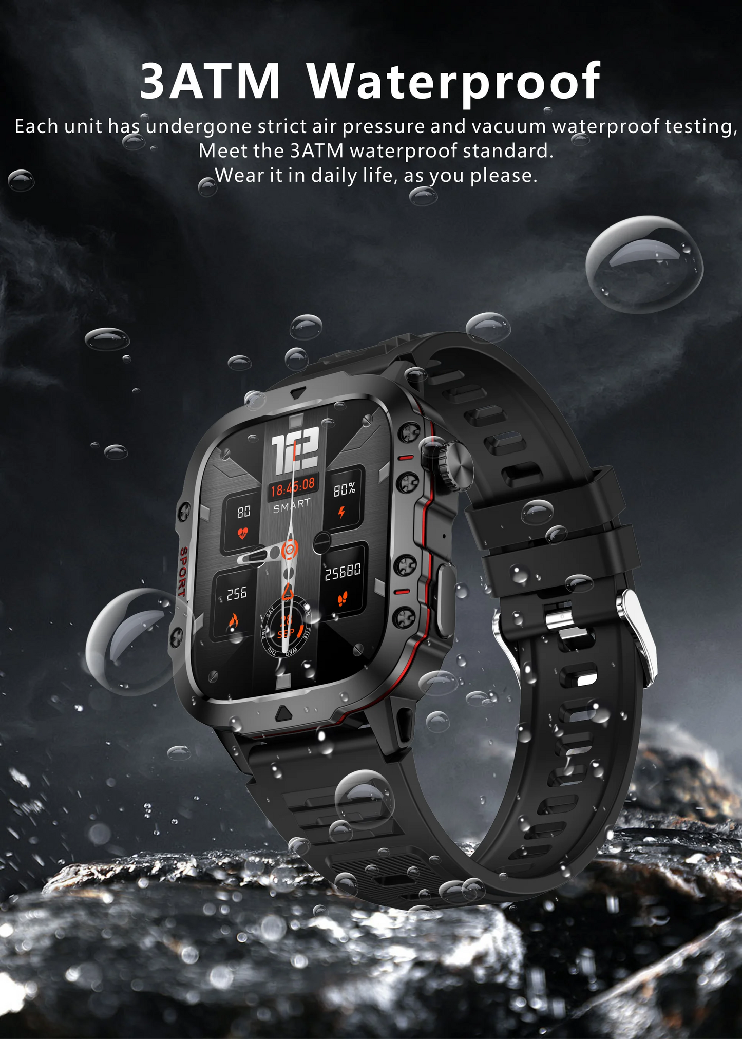 LIGE Outdoor Men's Sports Smart Watch 2.01 inch HD Screen Fitness Monitor Bluetooth Call Smartwatch For Men Women Holiday Gifts
