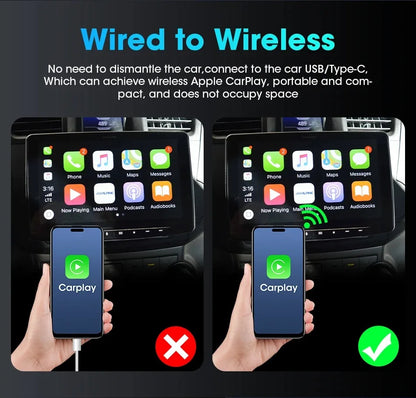 Wireless Carplay Android Auto Adapter 2 in1 Mini Car AI Box AI Smart Box For Audi Toyota Mazda Nissan Kia Ford Opel Skoda
