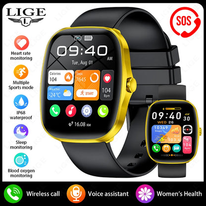 LIGE Originalny Smartwatch Mężczyźni Kobiety Połączenia Bluetooth Zegarek Pulsometr Wodoodporny Smartwatch Zdrowie Dla Androida IOS