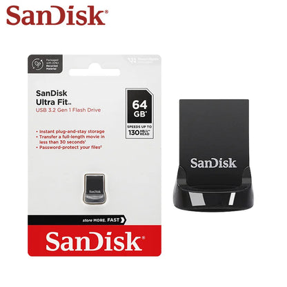 SanDisk Ultra Fit USB 3.2 Pendrive Mini 16GB 32GB 64GB 128GB 256GB 512GB CZ430 Pamięć USB Do 400 MB/s Dysk U